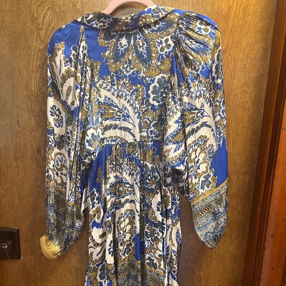 Free People Say You Love Me Mini Babydoll Dress XS Blue Paisley Bohemian - Picture 2 of 6